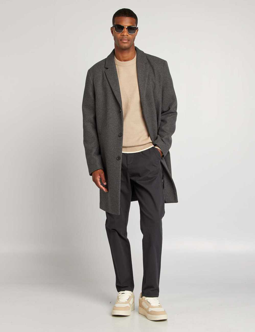 Long wool-blend coat