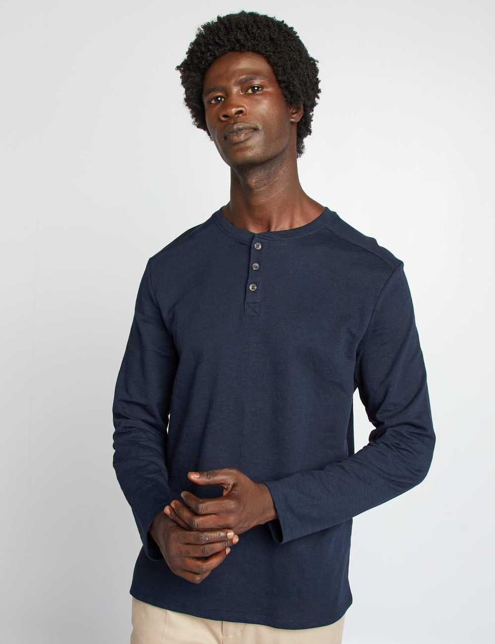 Henley collar T-shirt