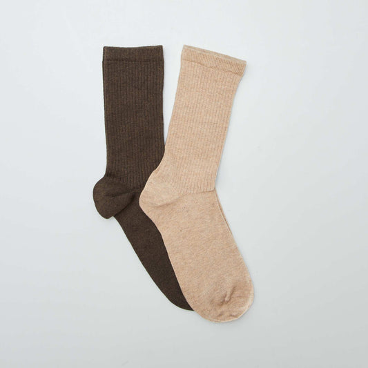 Pack of 2 pairs of socks KHAKI